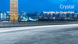  Presentation with exhibition - Beautiful presentation theme featuring zhengzhou cityscape with international convention and exhibition center zhengzhou city henan province china east asia backdrop and a teal colored foreground