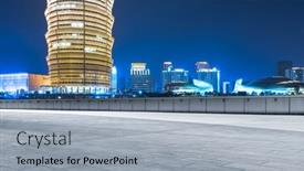  Presentation with asia - Slides consisting of zhengzhou-night-cityscape-henan-province background and a light gray colored foreground