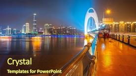  Presentation with modern building - Audience pleasing PPT theme consisting of zhujiang-river-and-modern-building backdrop and a tawny brown colored foreground