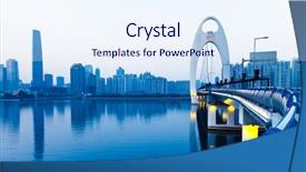  Presentation with china guangzhou - Amazing PPT theme having zhujiang river and modern building of financial district in guangzhou china backdrop and a sky blue colored foreground
