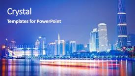  Presentation with china guangzhou - Slides having district at night in guangzhou background and a cobalt blue colored foreground