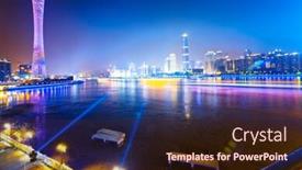 Presentation with china guangzhou - PPT layouts featuring zhujiang river and modern building of financial district at night in guangzhou china background and a wine colored foreground