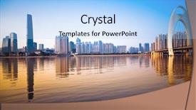  Presentation with china guangzhou - Amazing slides having zhujiang river and modern building backdrop and a light blue colored foreground