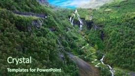  Presentation with waterfalls - Colorful PPT layouts enhanced with zigzag line - road and waterfalls in famous backdrop and a tawny brown colored foreground
