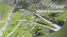  Presentation with norway - Colorful slide set enhanced with zigzag line - trollstigen road between the mountains backdrop and a gray colored foreground