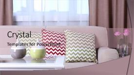  Presentation with room - Slide set having zigzag stripes - beige sofa with beautiful pillows background and a coral colored foreground