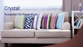  Presentation with tie dye colourful pattern - PPT layouts consisting of zigzag stripes - sofa with beautiful colourful pillows background and a sky blue colored foreground