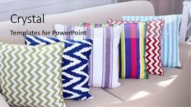  Presentation with room - Presentation theme consisting of zigzag stripes - sofa with beautiful colourful pillows background and a lemonade colored foreground