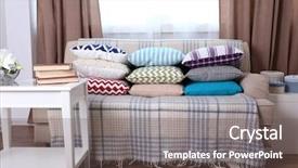  Presentation with room - Amazing slide deck having zigzag stripes - sofa with many beautiful soft backdrop and a tawny brown colored foreground