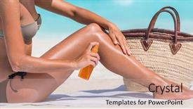  Presentation with sun tanning - Audience pleasing presentation design consisting of zika - sunscreen sun lotion woman putting backdrop and a coral colored foreground
