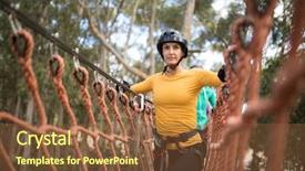 Presentation with rope - Beautiful theme featuring zip lining - beautiful woman walking on rope backdrop and a  colored foreground