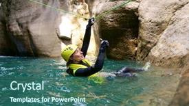  Presentation with canyoning - Colorful PPT layouts enhanced with zip lining - canyoning in gorgol canyon tena backdrop and a ocean colored foreground