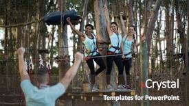  Presentation with fun - Slides featuring zip lining - happy friends having fun background and a  colored foreground