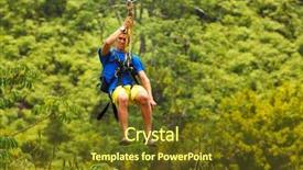  Presentation with tropical - Slide set with zip lining - man on zipline over lush background and a tawny brown colored foreground