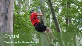  Presentation with adventure - Audience pleasing presentation design consisting of zip lining - young man on zipline backdrop and a tawny brown colored foreground
