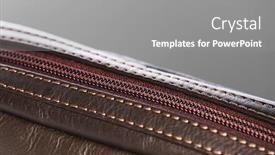  Presentation with leather bag - Beautiful PPT theme featuring zip-lock-of-brown-leather backdrop and a gray colored foreground