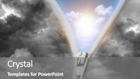  Presentation with future - Audience pleasing presentation theme consisting of zip opening to brighter future backdrop and a gray colored foreground