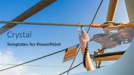  Presentation with adventure - Presentation design having zipline-equipment-for-safety-adventure background and a light blue colored foreground