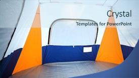  Presentation with tent - Audience pleasing PPT theme consisting of zipper - inside an empty tent backdrop and a sky blue colored foreground