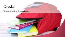  Presentation with carrying school bag - Cool new PPT theme with zipper - red bag with school equipment backdrop and a white colored foreground