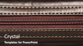  Presentation with leather bag - Slide deck featuring zipper-of-brown-leather-bag background and a wine colored foreground