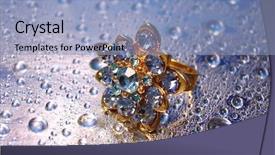  Presentation with drop - Colorful presentation design enhanced with zircon - beautiful blue ring on silver backdrop and a light blue colored foreground