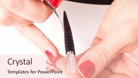  Presentation with events and decoration presentation - Cool new slides with zircon - closeup of a woman manicure backdrop and a  colored foreground