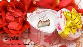  Presentation with diamond - Beautiful PPT theme featuring zircon - diamond ring in beautiful box backdrop and a red colored foreground