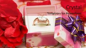  Presentation with diamond - Audience pleasing slide deck consisting of zircon - diamond ring in beautiful box backdrop and a red colored foreground