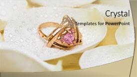  Presentation with pink rose petals on white - Beautiful PPT layouts featuring zircon - golden ring with rose petals backdrop and a soft green colored foreground