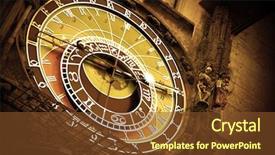 Presentation with prague astronomical clock - Beautiful PPT theme featuring zodiac signs - old astronomical clock on old backdrop and a tawny brown colored foreground