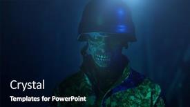  Presentation with zombie - Slide set having zombie-apocalypse-portrait background and a navy blue colored foreground