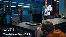  Presentation with zombie - Slide set having zombie-boss-entering-night-boardroom background and a  colored foreground