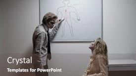  Presentation with whiteboard - Theme enhanced with zombie-businessman-looking-at-female background and a dark gray colored foreground