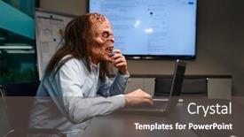  Presentation with zombie - Presentation consisting of zombie-businessman-working-on-laptop background and a dark gray colored foreground