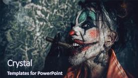  Presentation with horror - Presentation theme featuring zombie clown horror thriller film background and a wine colored foreground