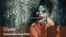  Presentation with clown - PPT theme consisting of zombie clown horror thriller film background and a tawny brown colored foreground