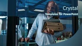  Presentation with zombie - Slide deck with zombie-employee-carrying-folder-binder background and a ocean colored foreground