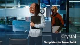  Presentation with zombie - Slide deck featuring zombie-employees-group-entering-meeting background and a ocean colored foreground