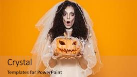  Presentation with scary halloween - Slide deck having zombie on halloween wearing wedding background and a yellow colored foreground