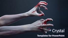  Presentation with stretching - Colorful presentation design enhanced with zombie stretching bloody hands halloween backdrop and a wine colored foreground