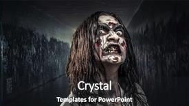  Presentation with zombie - Beautiful presentation theme featuring zombie woman with bloody face backdrop and a dark gray colored foreground