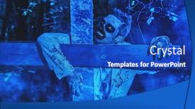  Presentation with zombies - Cool new PPT layouts with zombies risen in the night cemetery halloween thriller backdrop and a cobalt blue colored foreground