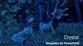  Presentation with zombies - Beautiful theme featuring zombies risen in the night cemetery halloween thriller sepia backdrop and a navy blue colored foreground