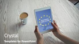  Presentation with european union - Presentation theme featuring zone text on european union background and a gray colored foreground