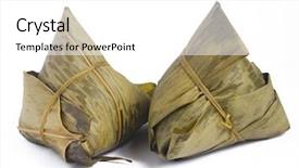  Presentation with dragon boat - Colorful theme enhanced with zongzi - traditional dragon boat festival backdrop and a white colored foreground