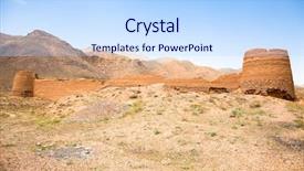  Presentation with zoroastrian - Theme enhanced with zoroastrian castle abyaneh village iran background and a sky blue colored foreground