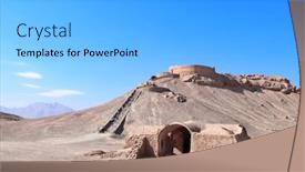  Presentation with zoroastrian - Audience pleasing presentation theme consisting of zoroastrian ceremonial complex and towers of silence dakhma were used for burial ceremonies yazd iran backdrop and a light gray colored foreground