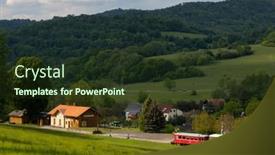  Presentation with czech republic - Presentation design featuring zubrnice-railway-museum-and-village background and a tawny brown colored foreground
