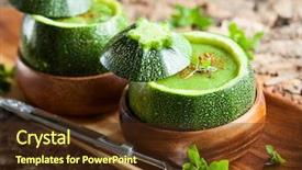  Presentation with served - Amazing slide set having zucchini cream soup served backdrop and a tawny brown colored foreground